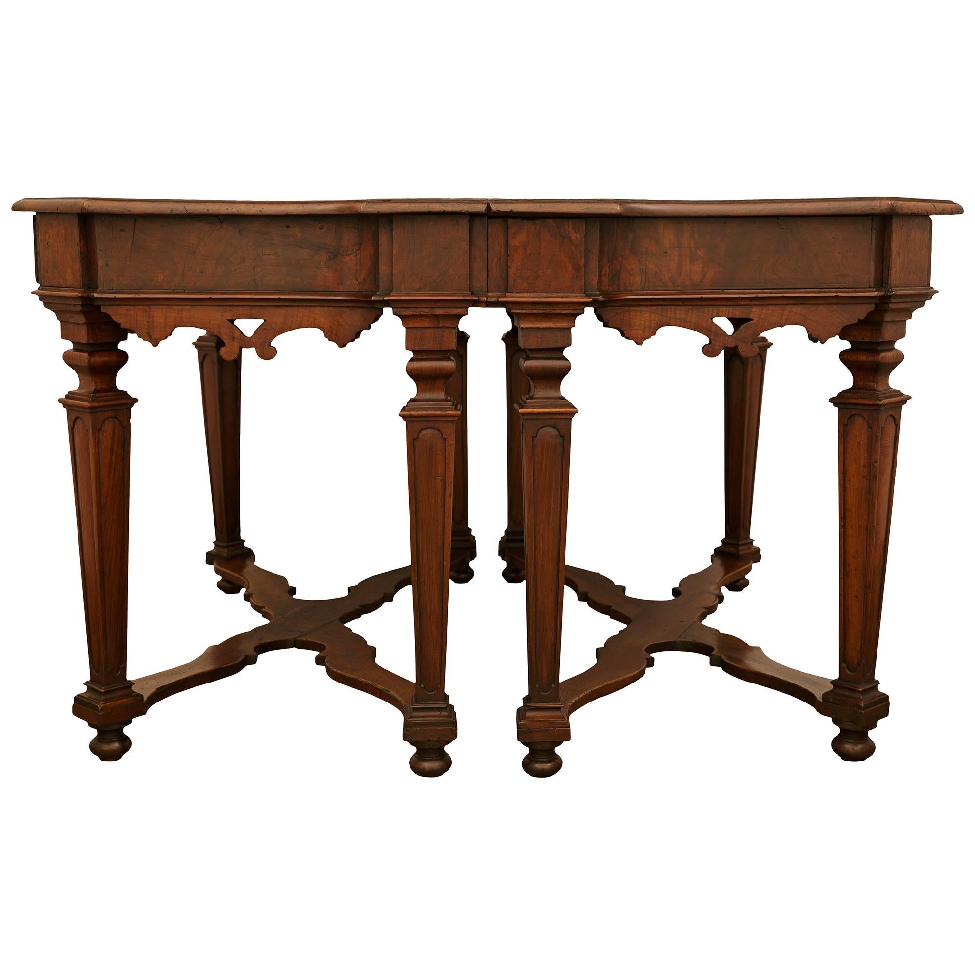 18th Century and Earlier Florentine 17th century Louis XIV Period Walnut and Bronze consoles/center table For Sale