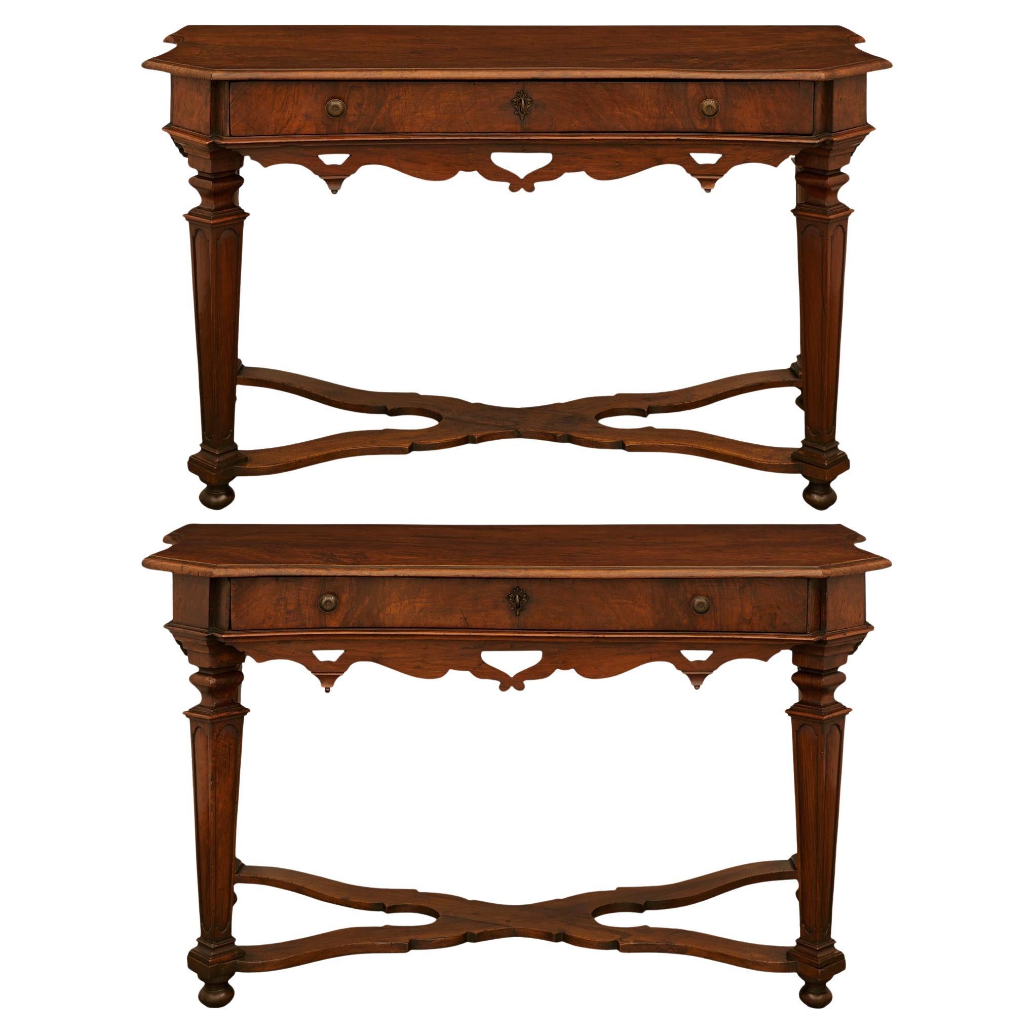 Florentine 17th century Louis XIV Period Walnut and Bronze consoles/center table For Sale