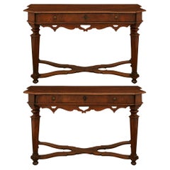 Florentine 17th century Louis XIV Period Walnut and Bronze consoles/center table