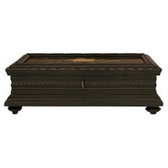 Caja florentina del siglo XIX de madera de frutal ebonizada y mármol de Pietra DURA