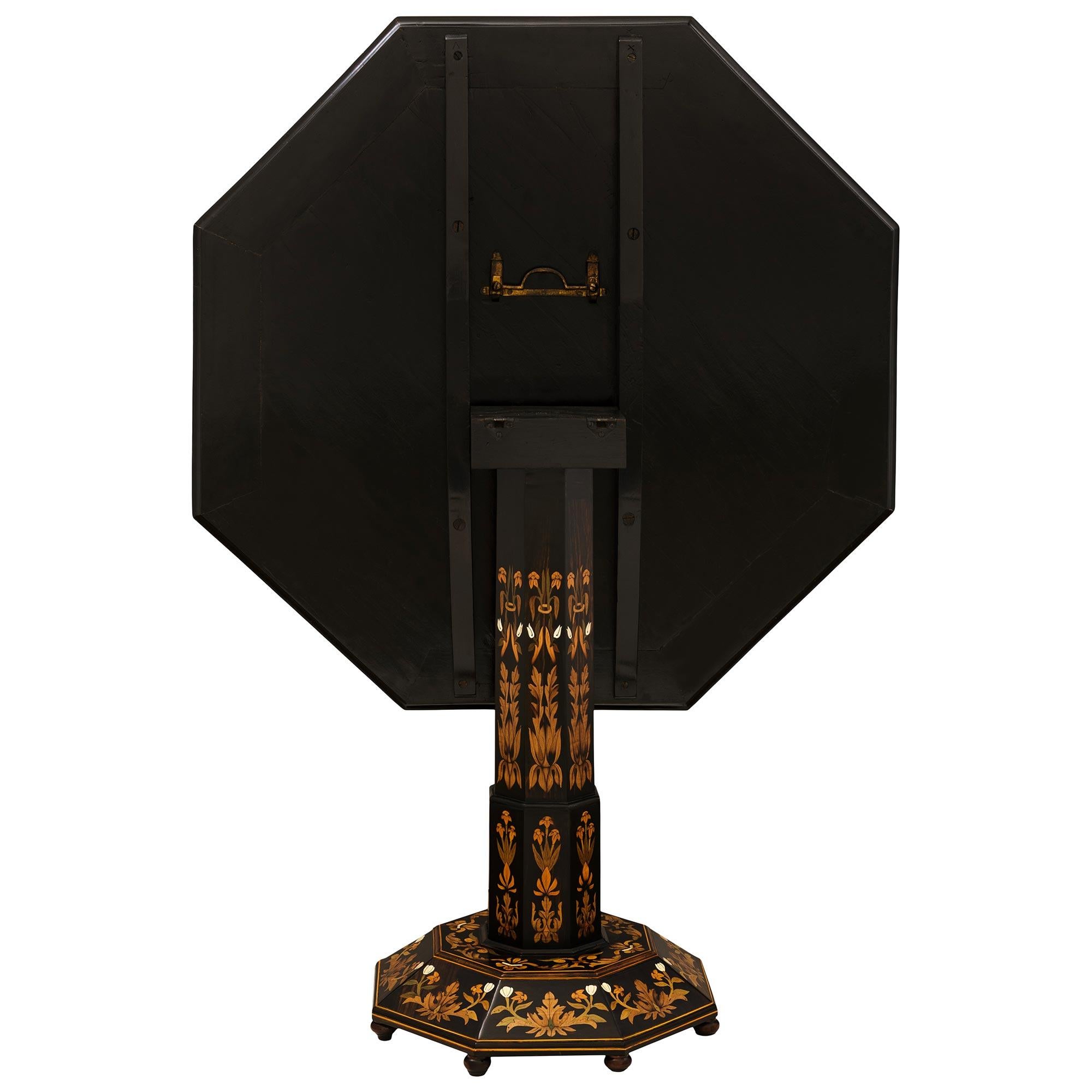 Florentine 19th century Fruitwood, Mother of Pearl and Bone tilt top table For Sale 5