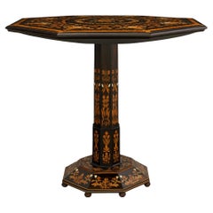 Florentine 19th century Fruitwood, Mother of Pearl and Bone tilt top table