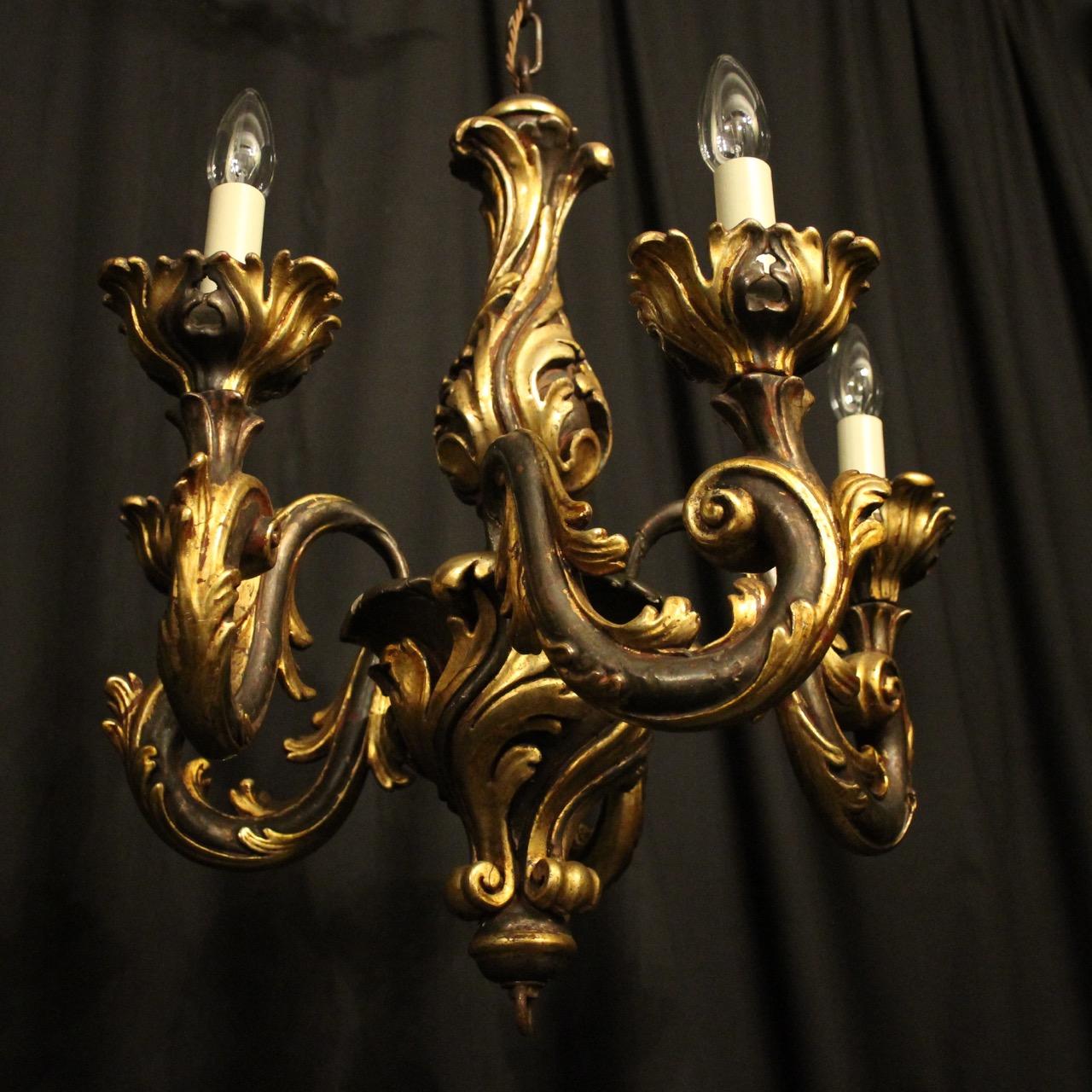 Florentine 19th Century Giltwood Rococo Antique Chandelier 5