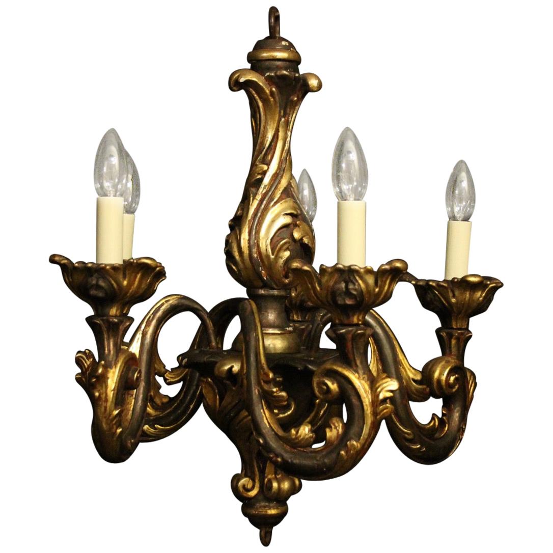 Florentine 19th Century Giltwood Rococo Antique Chandelier