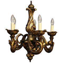 Florentine 19th Century Giltwood Rococo Antique Chandelier