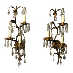 Florentine 19th Century Pair of Toleware Wall Sconces