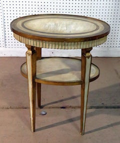Italian Florentine Creme Painted and Gilded Oval Side End Table C1930