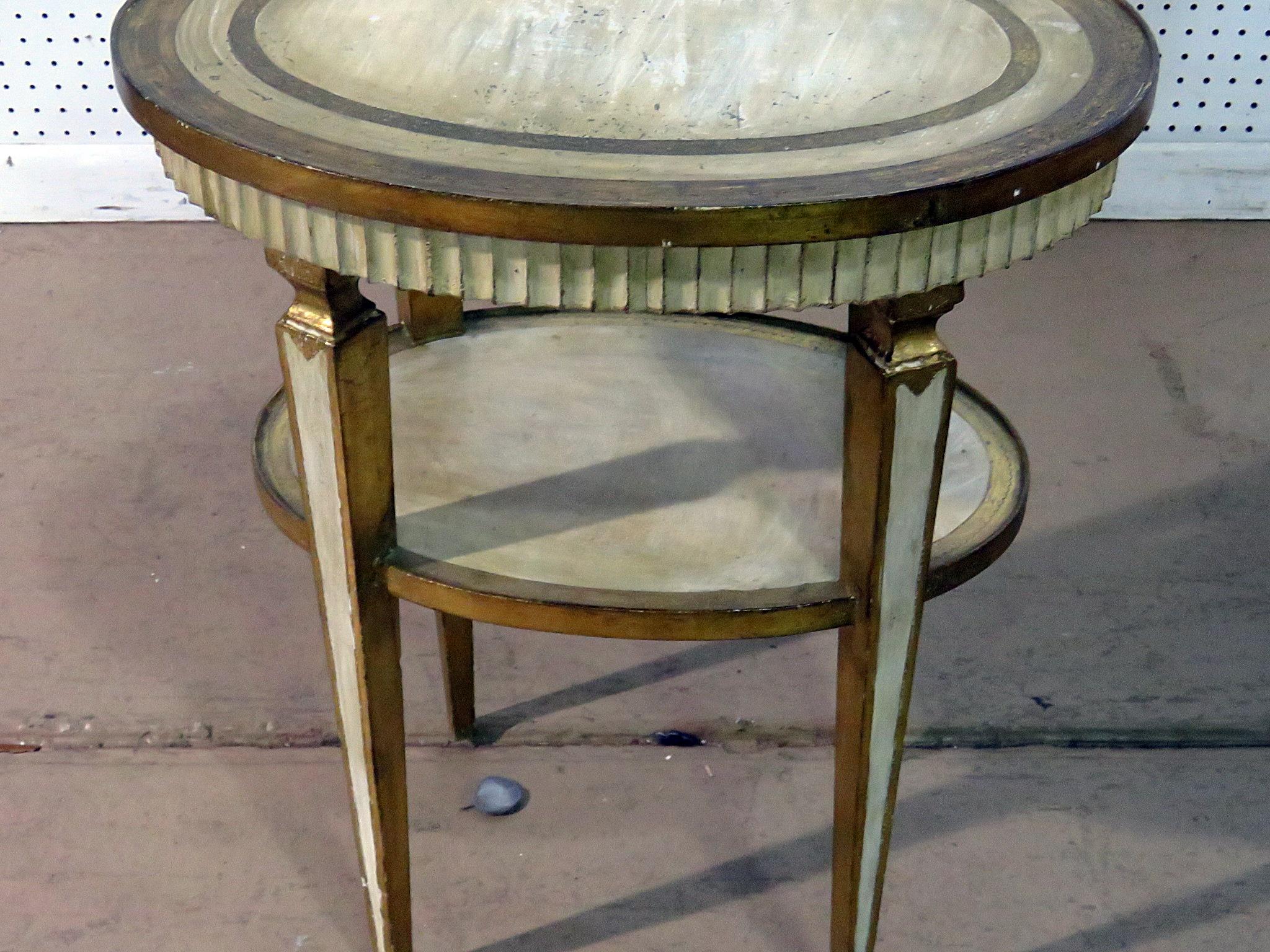 20th Century Italian Florentine Creme Painted and Gilded Oval Side End Table C1930