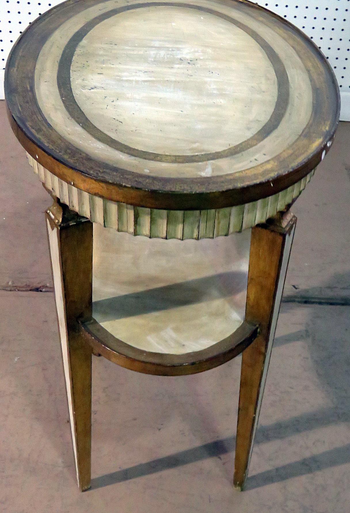 Italian Florentine Creme Painted and Gilded Oval Side End Table C1930 2