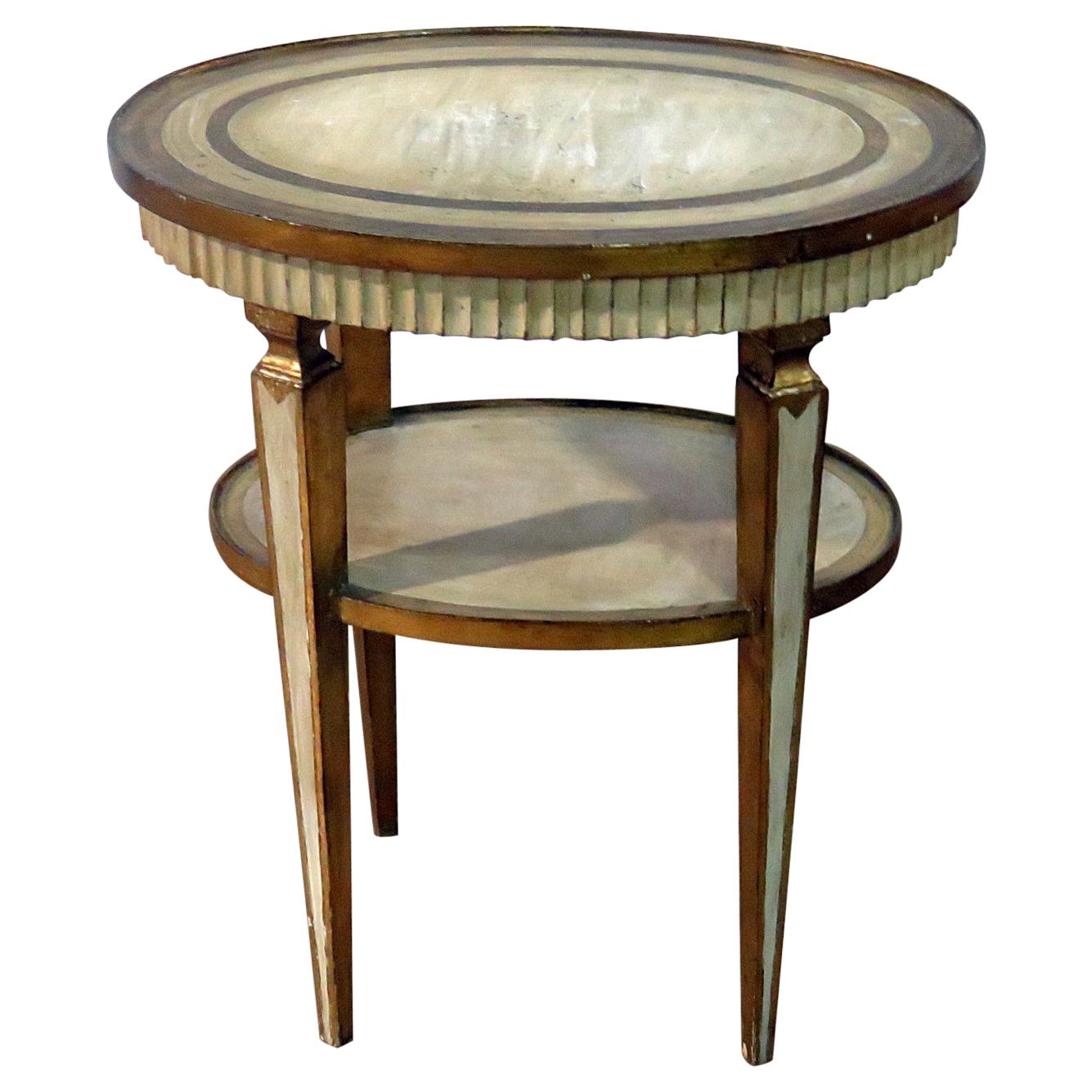 Italian Florentine Creme Painted and Gilded Oval Side End Table C1930