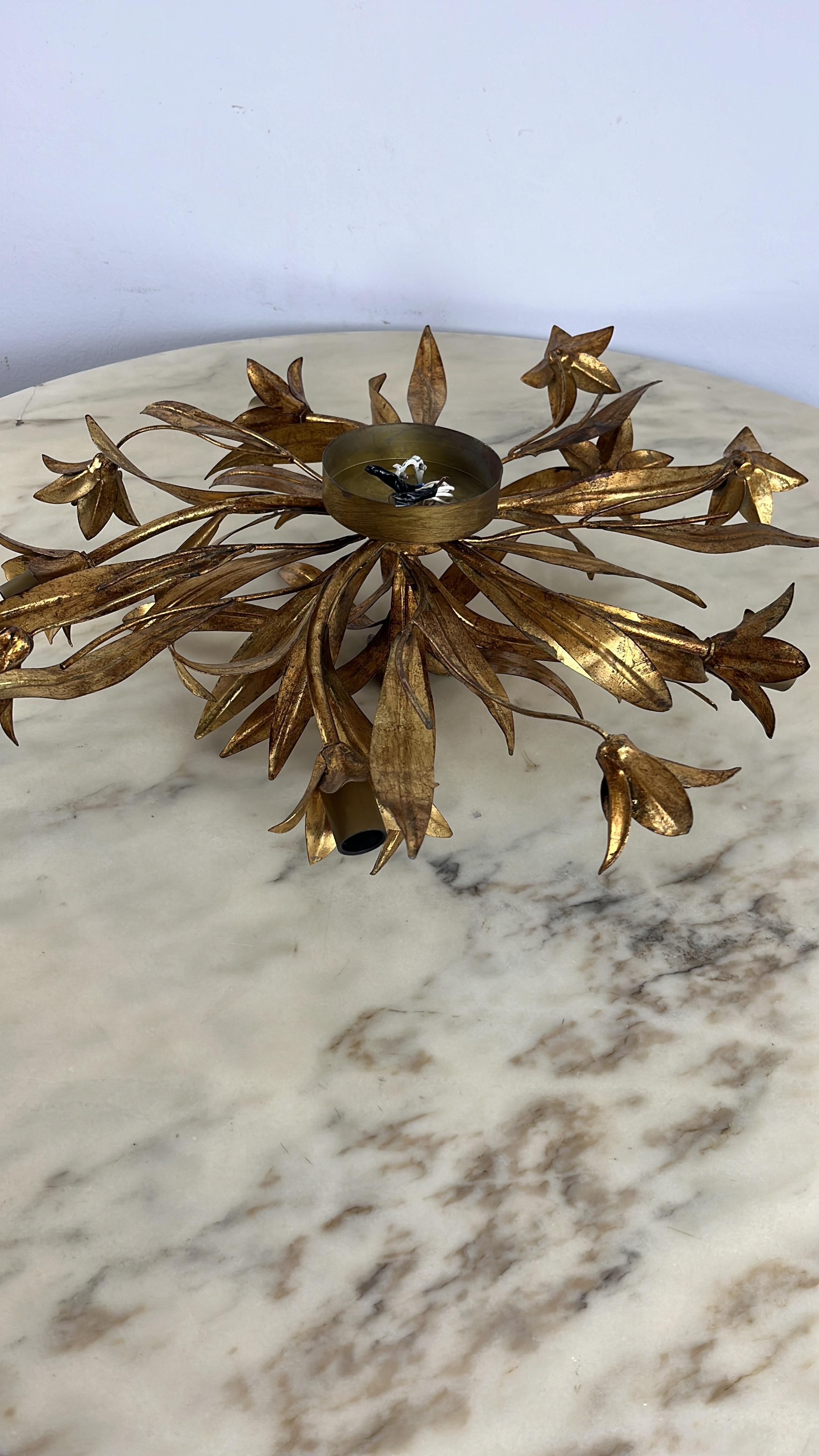 Florentine 4-Light Golden Iron Ceiling Light In The Style of Banci  1980s  For Sale 5