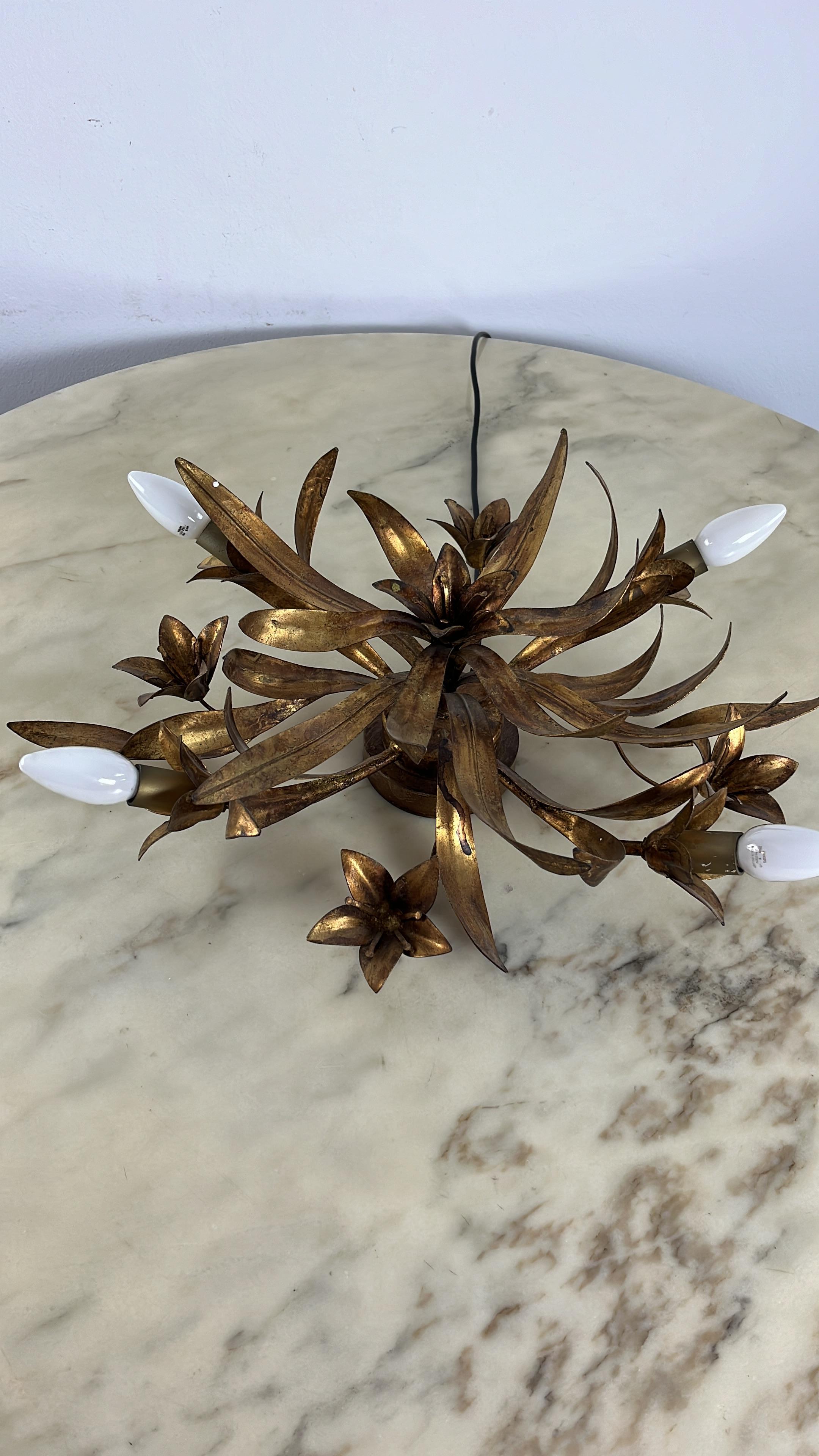 Florentine 4-Light Golden Iron Ceiling Light In The Style of Banci  1980s  For Sale 4