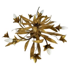 Florentine 5-Light Golden Iron Ceiling Light In The Style of Banci  1980s 