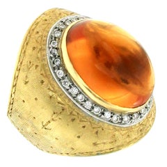 Florentine Amber Diamond Satin Gold Ring