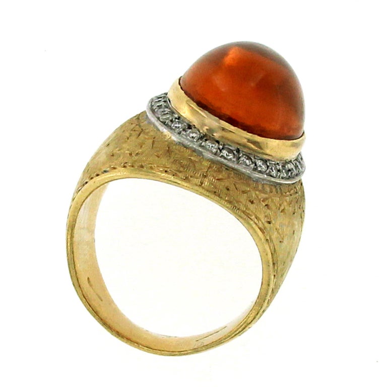 Florentine Amber Diamond Satin Gold Ring at 1stDibs | amber diamond ring