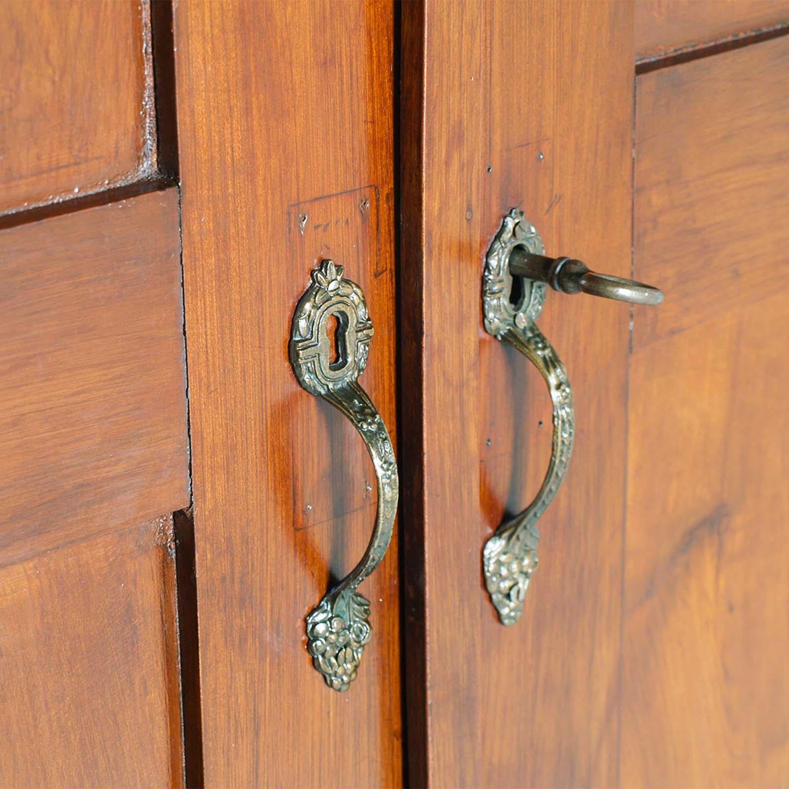 Italian Florentine Art Nouveau Wardrobe in Solid Cherry Wood by Dini & Puccini, Cascina For Sale