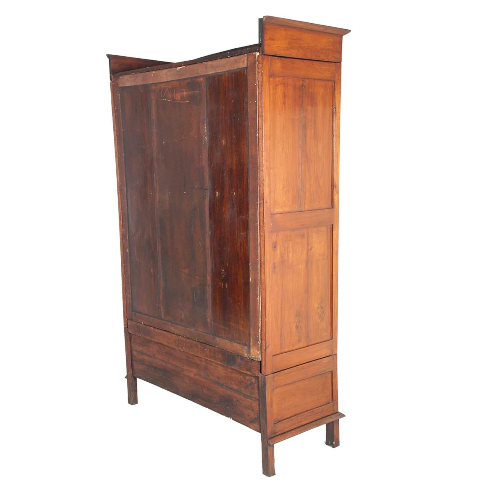 19th Century Florentine Art Nouveau Wardrobe in Solid Cherry Wood by Dini & Puccini, Cascina For Sale