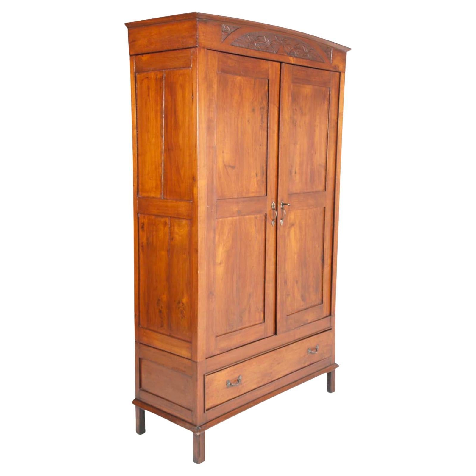 Florentine Art Nouveau Wardrobe in Solid Cherry Wood by Dini & Puccini, Cascina For Sale