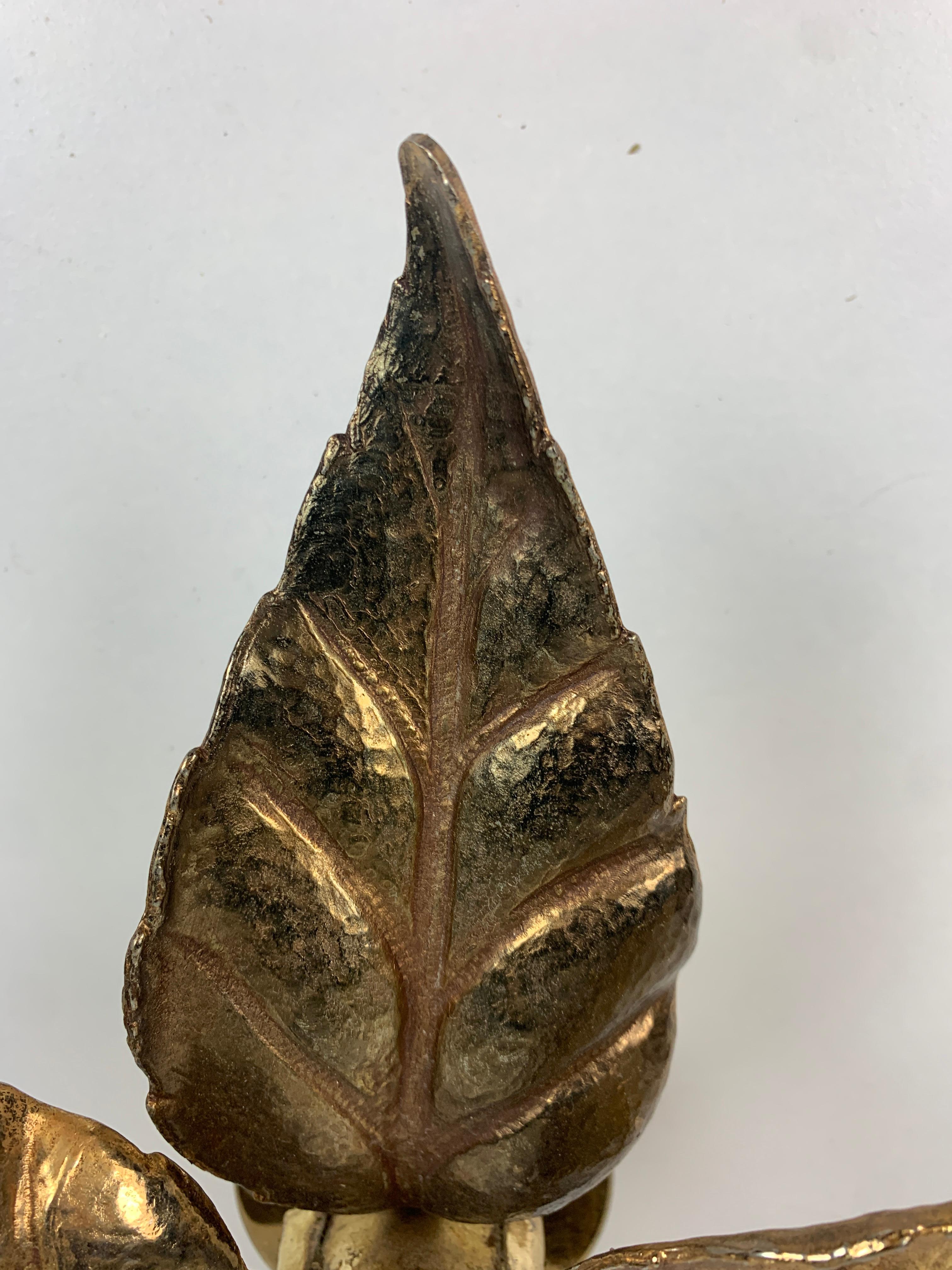 Belgian Florentine brass floral wall sconce by Willy Daro for Massive Lighting, Belgium For Sale