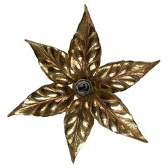 Florentine brass floral wall sconce by Willy Daro for Massive Lighting, Belgium