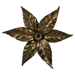 Florentine brass floral wall sconce by Willy Daro for Massive Lighting, Belgium