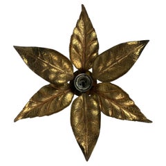 Florentine brass floral wall sconce by Willy Daro for Massive Lighting, Belgium