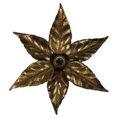 Florentine brass floral wall sconce by Willy Daro for Massive Lighting, Belgium