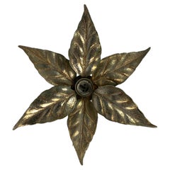 Florentine brass floral wall sconce by Willy Daro for Massive Lighting, Belgium