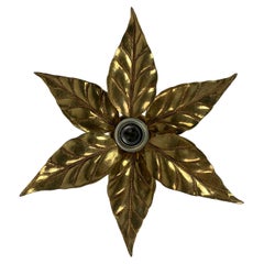 Florentine brass floral wall sconce by Willy Daro for Massive Lighting, Belgium