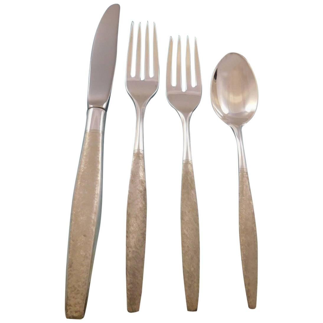 Florentine by Kirk Sterling Silver Flatware Set for 12 Service 54 pieces Matte For Sale