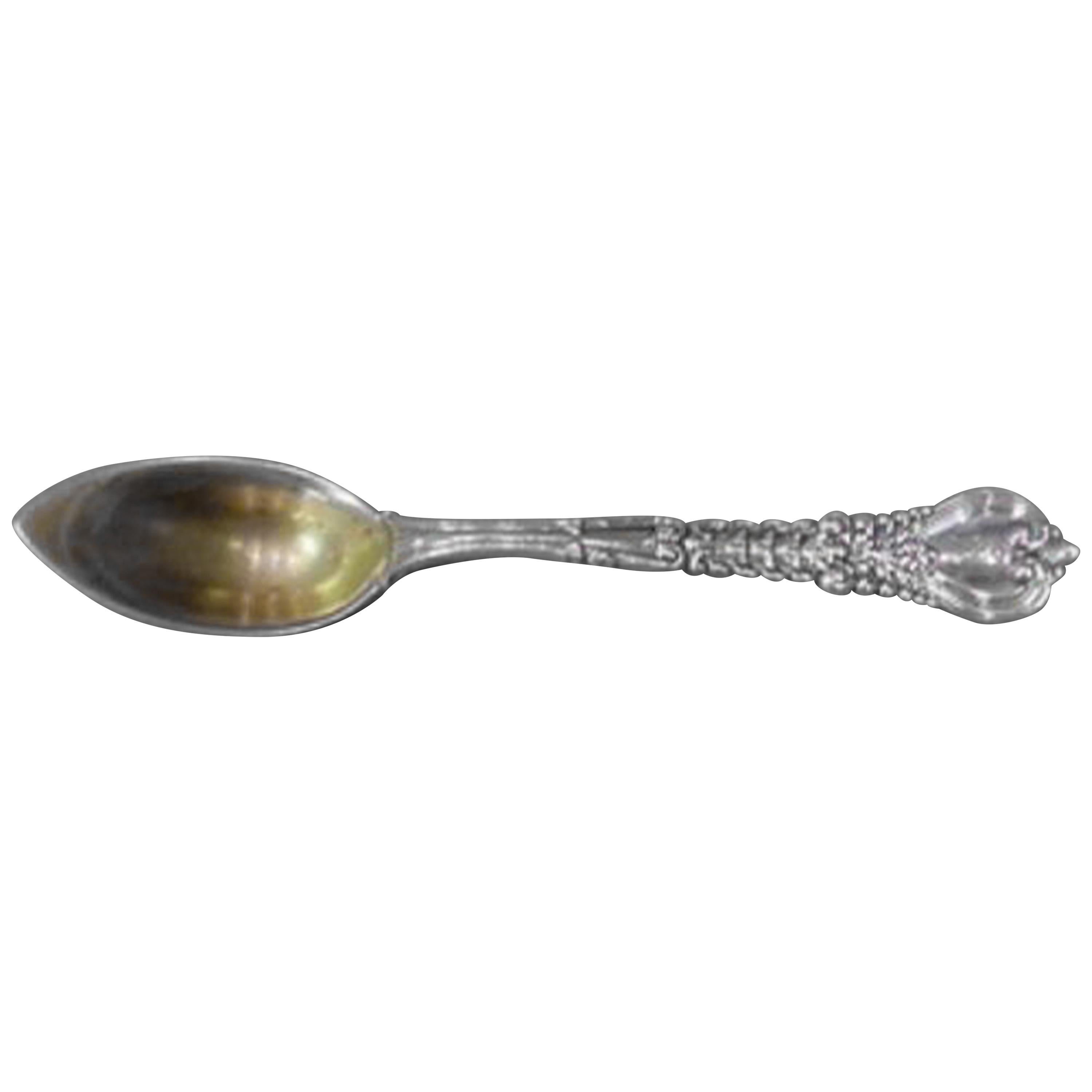 Puiforcat French All Sterling Silver 18K Gold Strawberry Spoon Acanthus