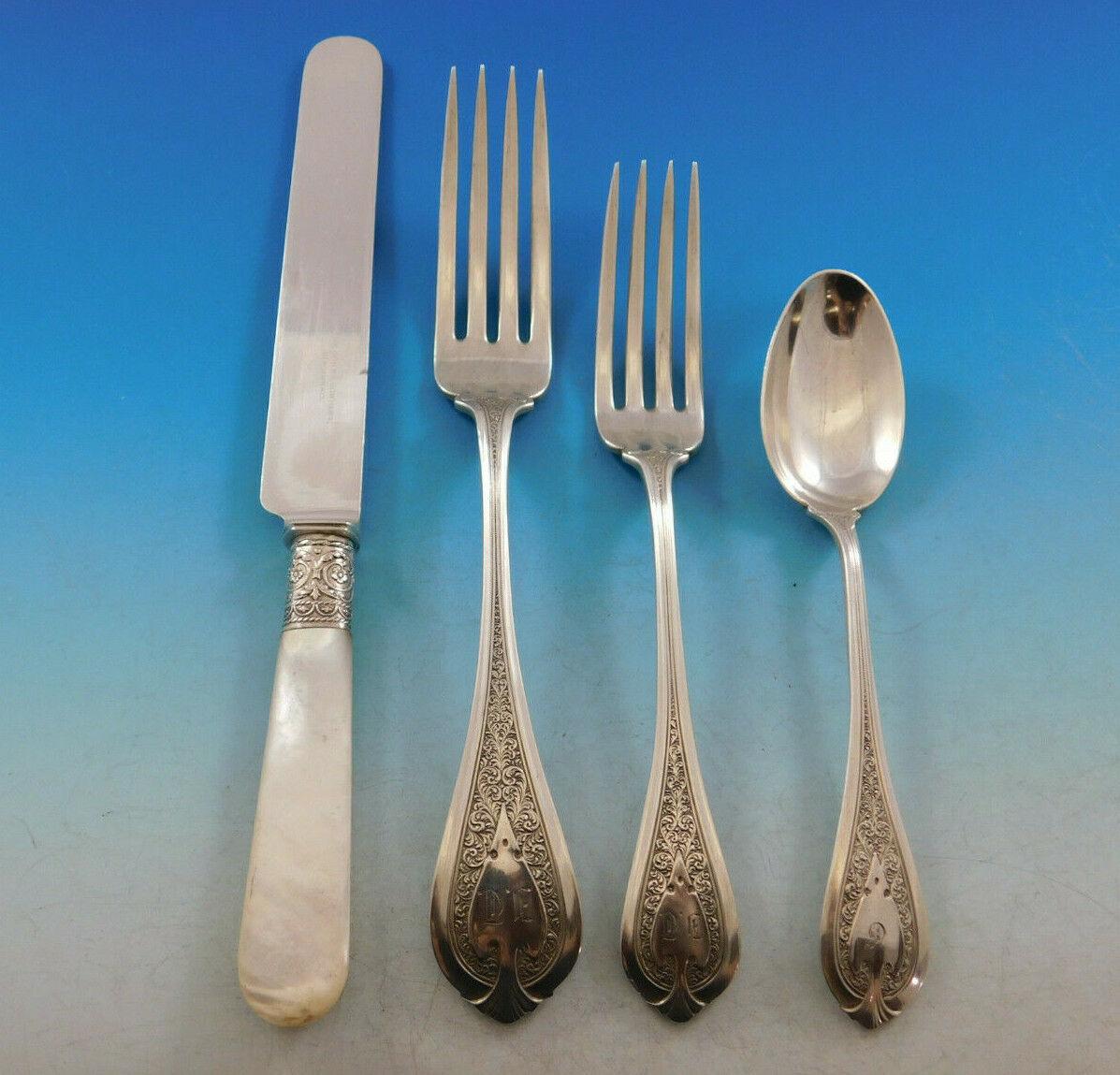 Florentine by Wendt Sterling Silver Flatware Service Set 65 Pcs Antique In Excellent Condition In Big Bend, WI