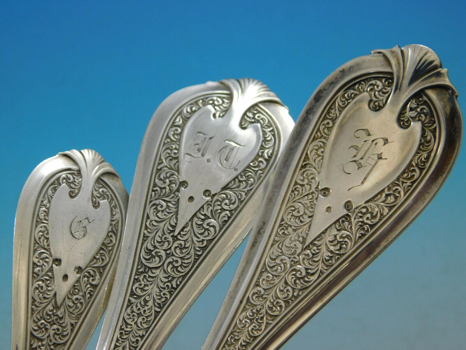 Florentine by Wendt Sterling Silver Flatware Service Set 65 Pcs Antique 1