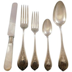 Florentine by Wendt Sterling Silver Flatware Service Set 65 Pcs Antique