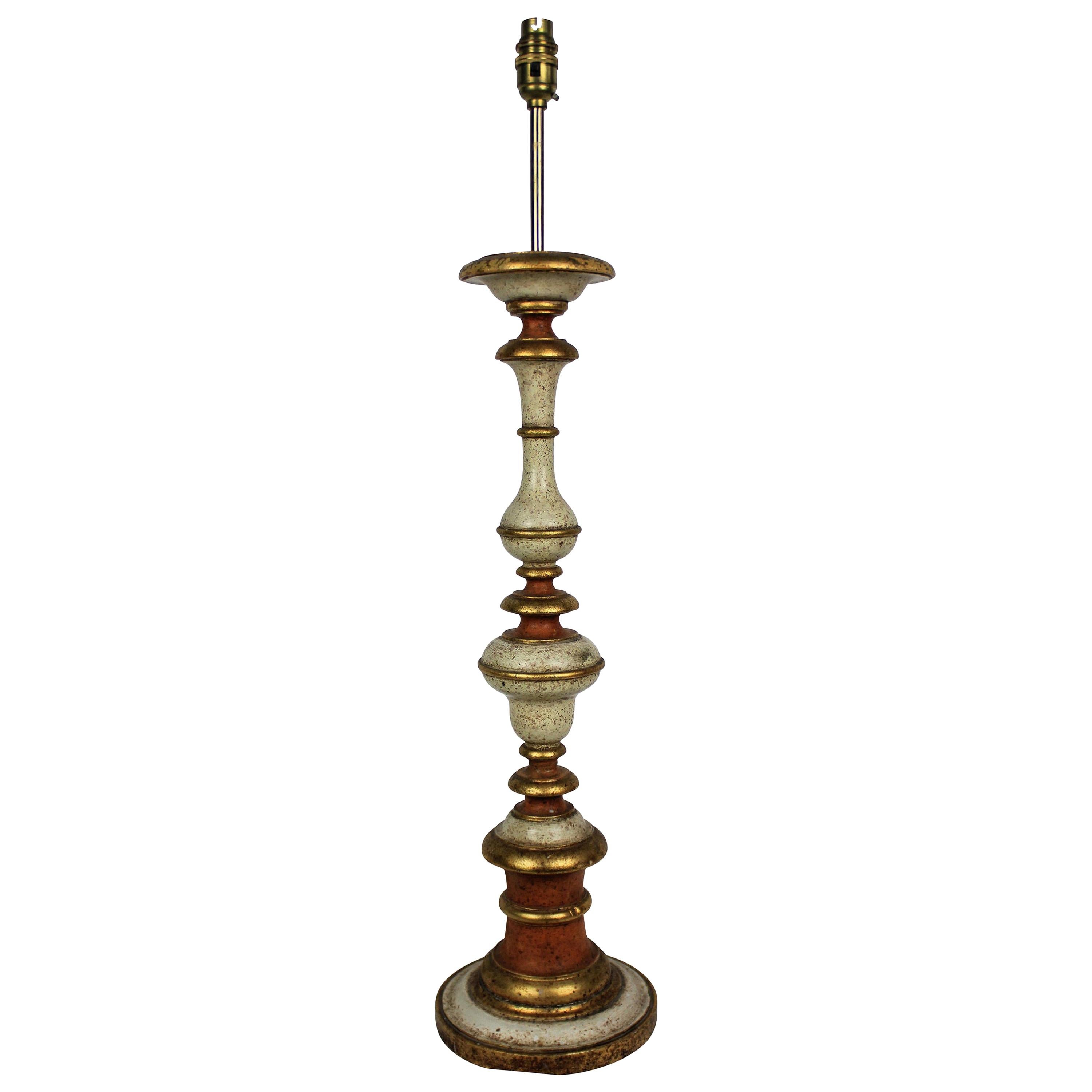 Florentine Carved, Painted and Gilded Table Lamp