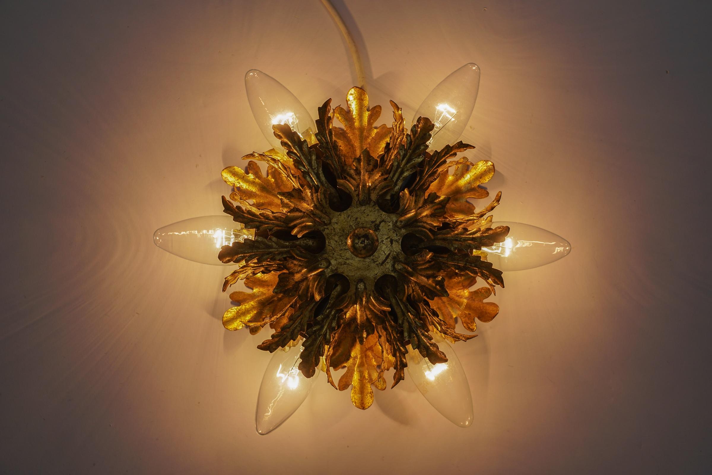 Mid-Century Modern Florentine Ceiling Lamp by Banci Firenze in Gold, 1960s For Sale