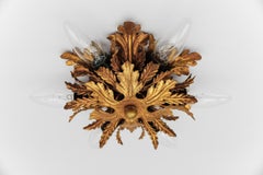 Florentine Ceiling Lamp by Banci Firenze in Gold, 1960s Italy