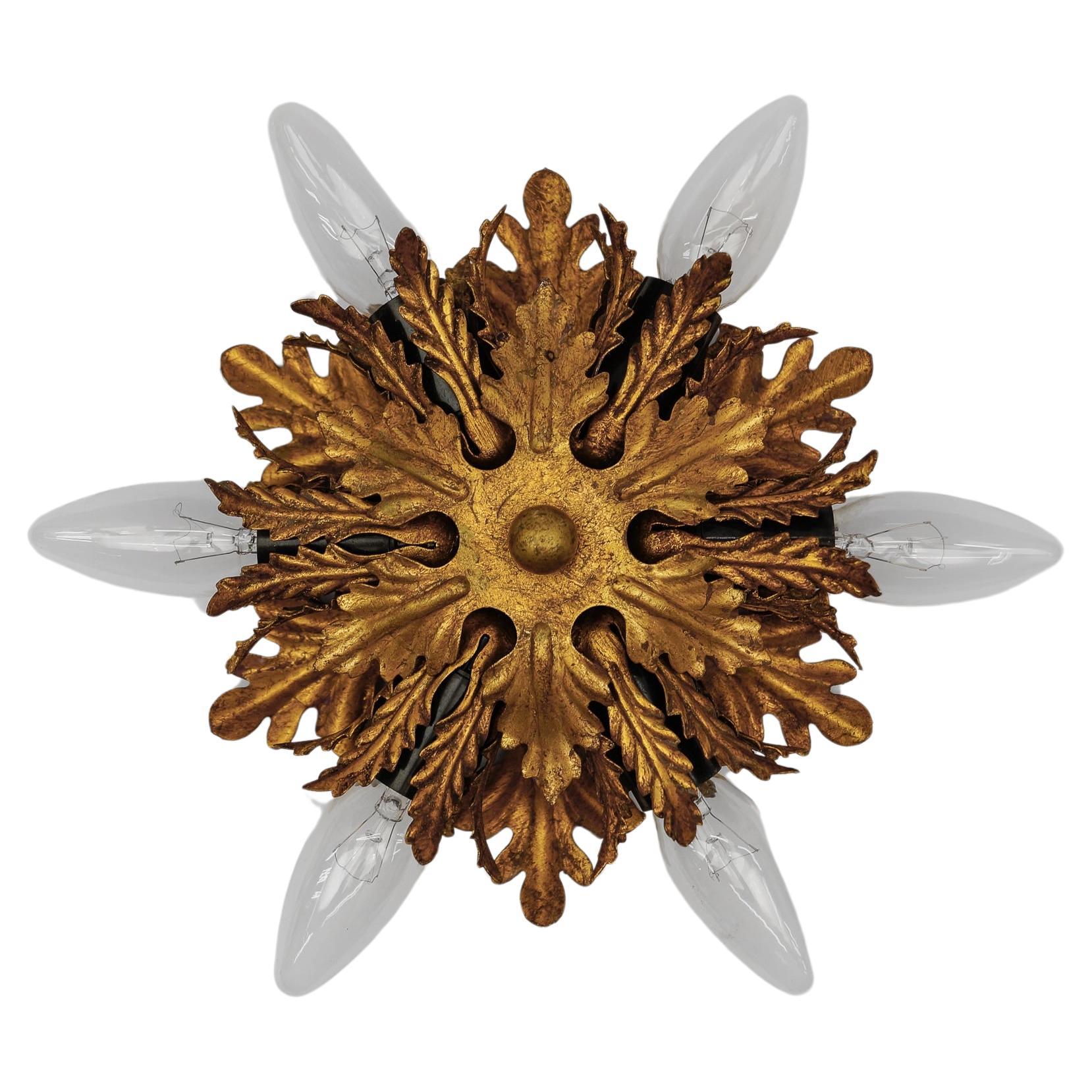 Plafonnier Florentine de Banci Firenze en or, Italie des années 1960