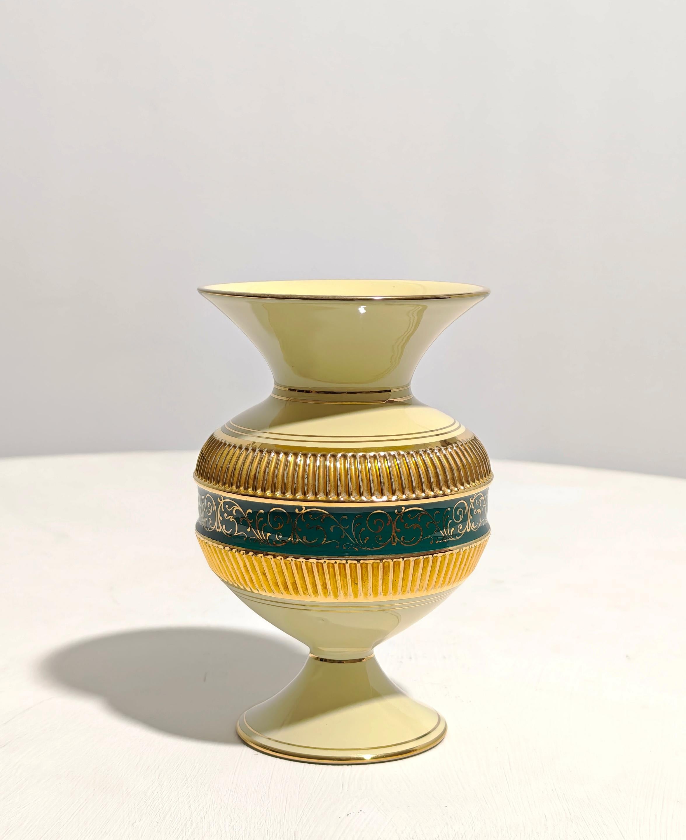 Early 20th Century Florentine Ceramic Vase Design Italian Production 1920s. For Sale