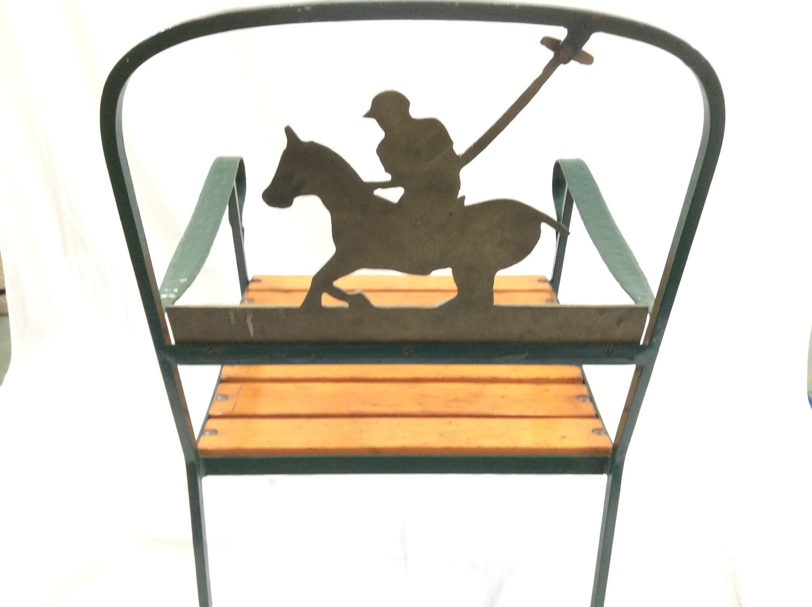 Cast Florentine Craftsmen Polo Player Back Wrought Iron Armchair Made for MJ Knoud For Sale