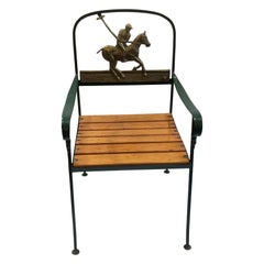 Florentine Craftsmen Polo Player Back Wrought Iron Armchair Made for MJ Knoud