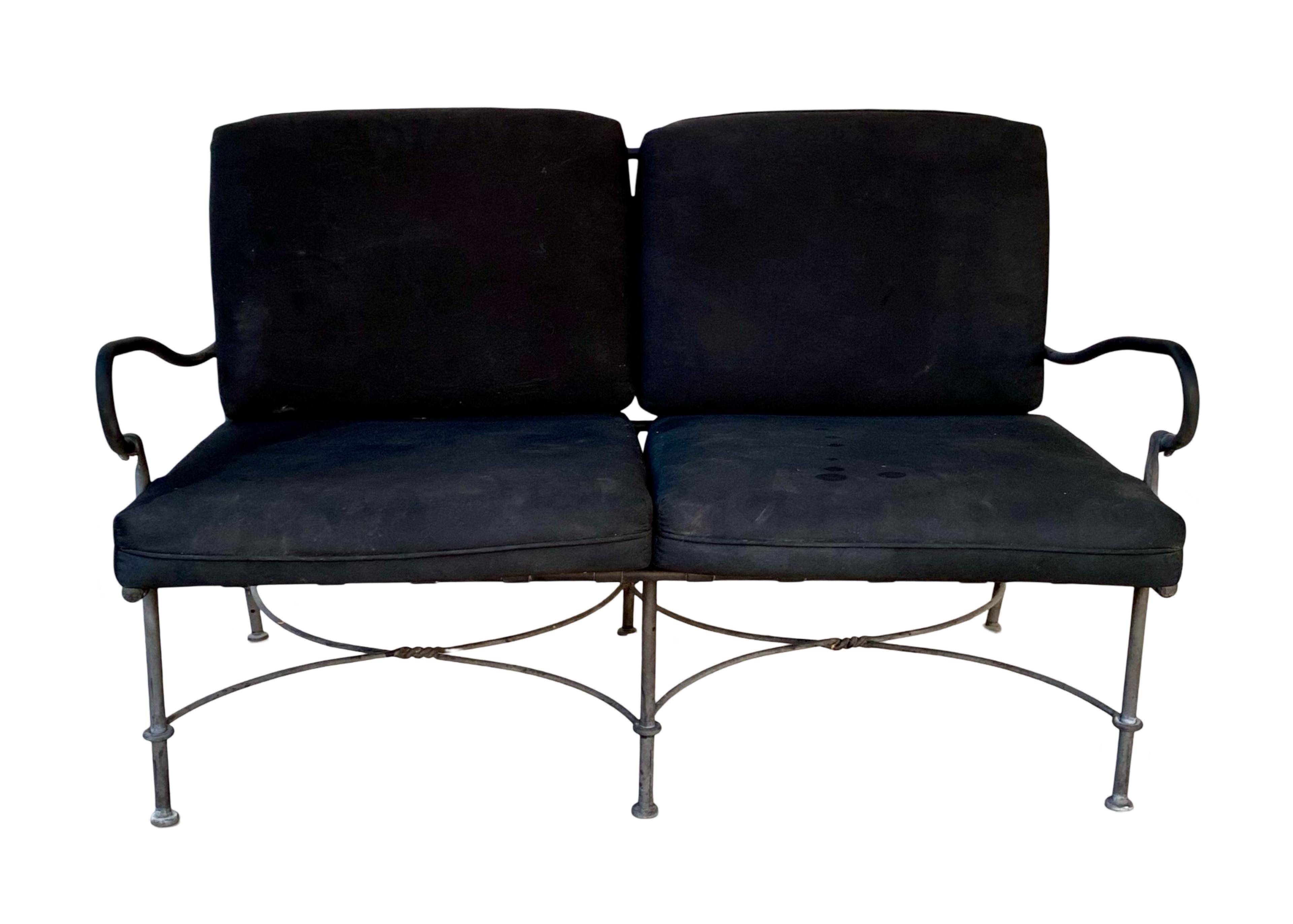 “Florentine” Design Attributed Vintage Rare Sofa With Orig Black Cushions For Sale 2