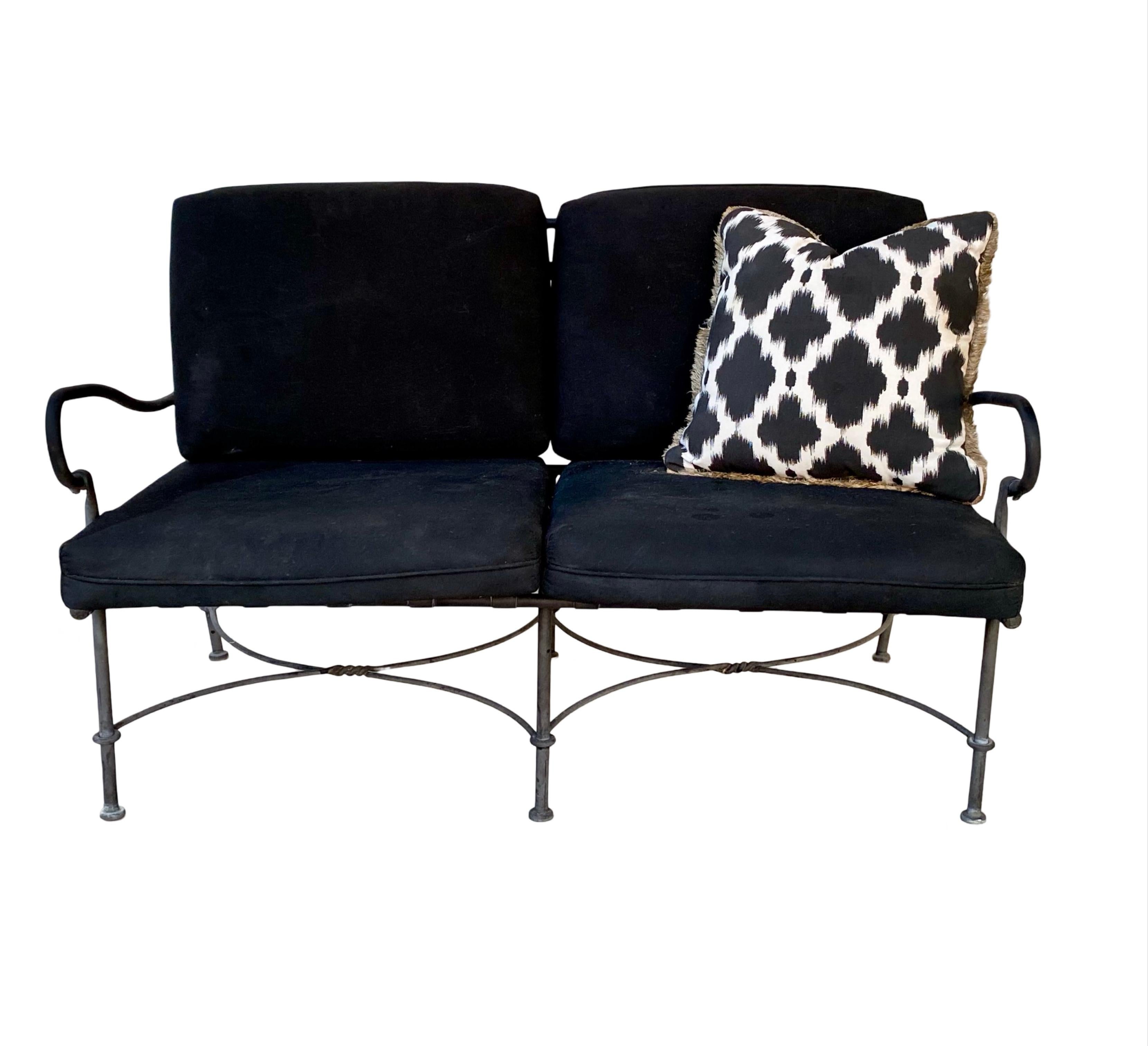 “Florentine” Design Attributed Vintage Rare Sofa With Orig Black Cushions For Sale 3