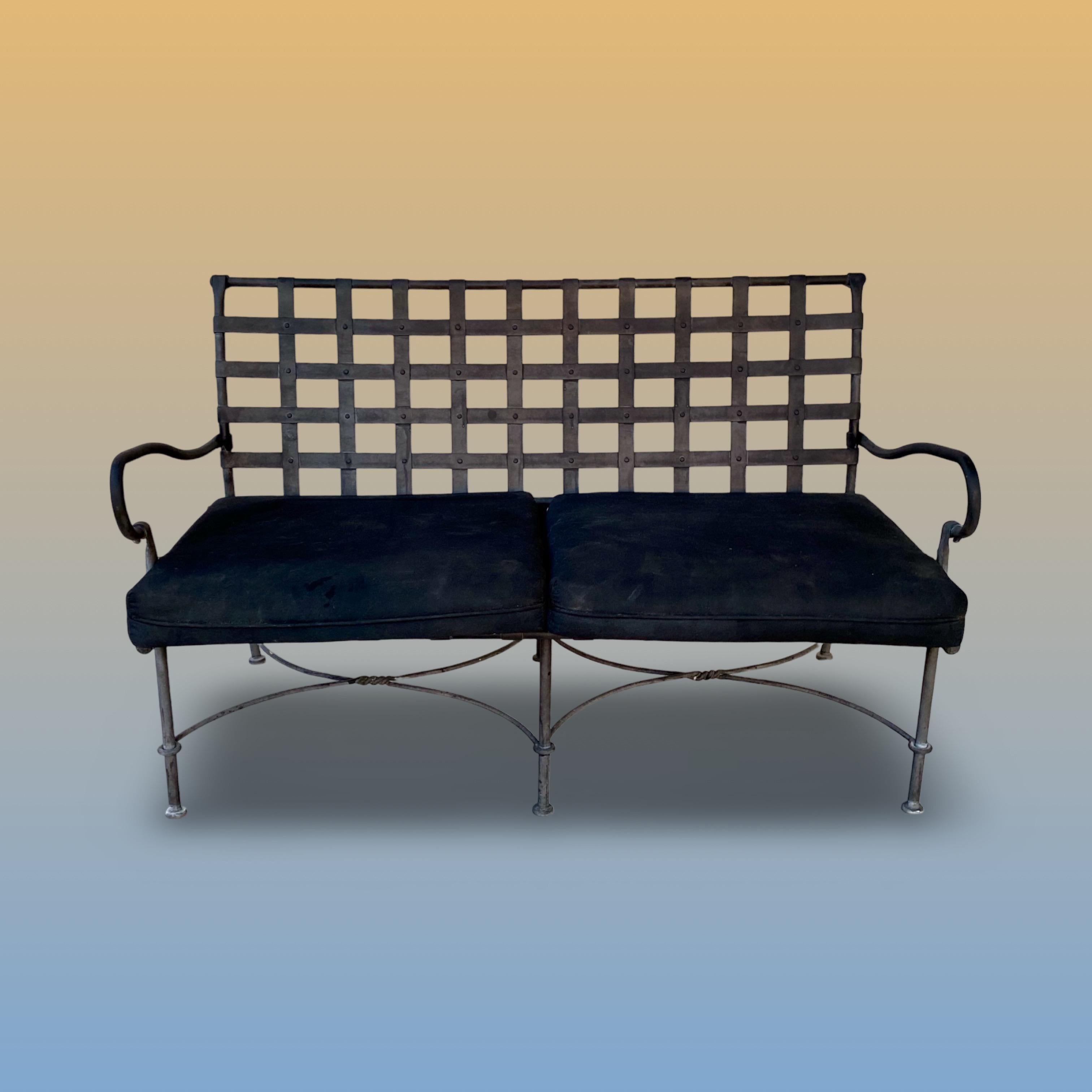 Neoclassical “Florentine” Design Attributed Vintage Rare Sofa With Orig Black Cushions For Sale
