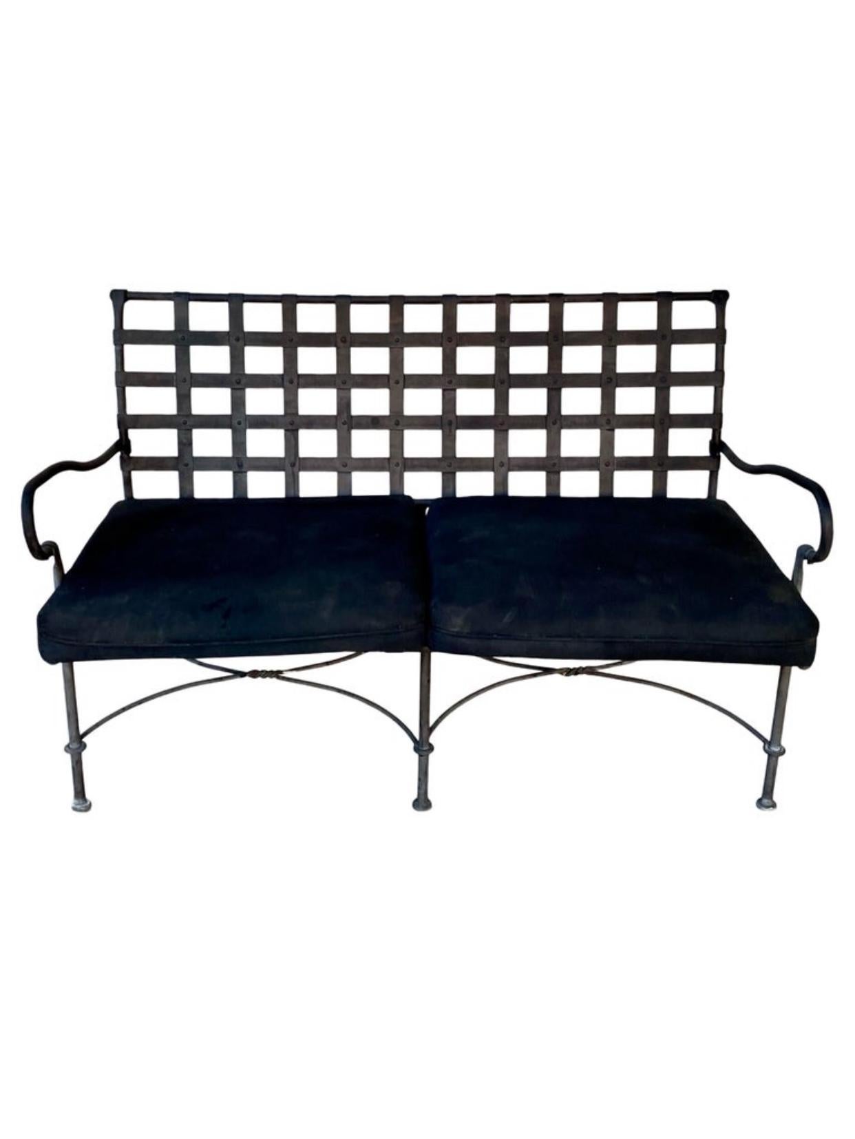 North American “Florentine” Design Attributed Vintage Rare Sofa With Orig Black Cushions For Sale