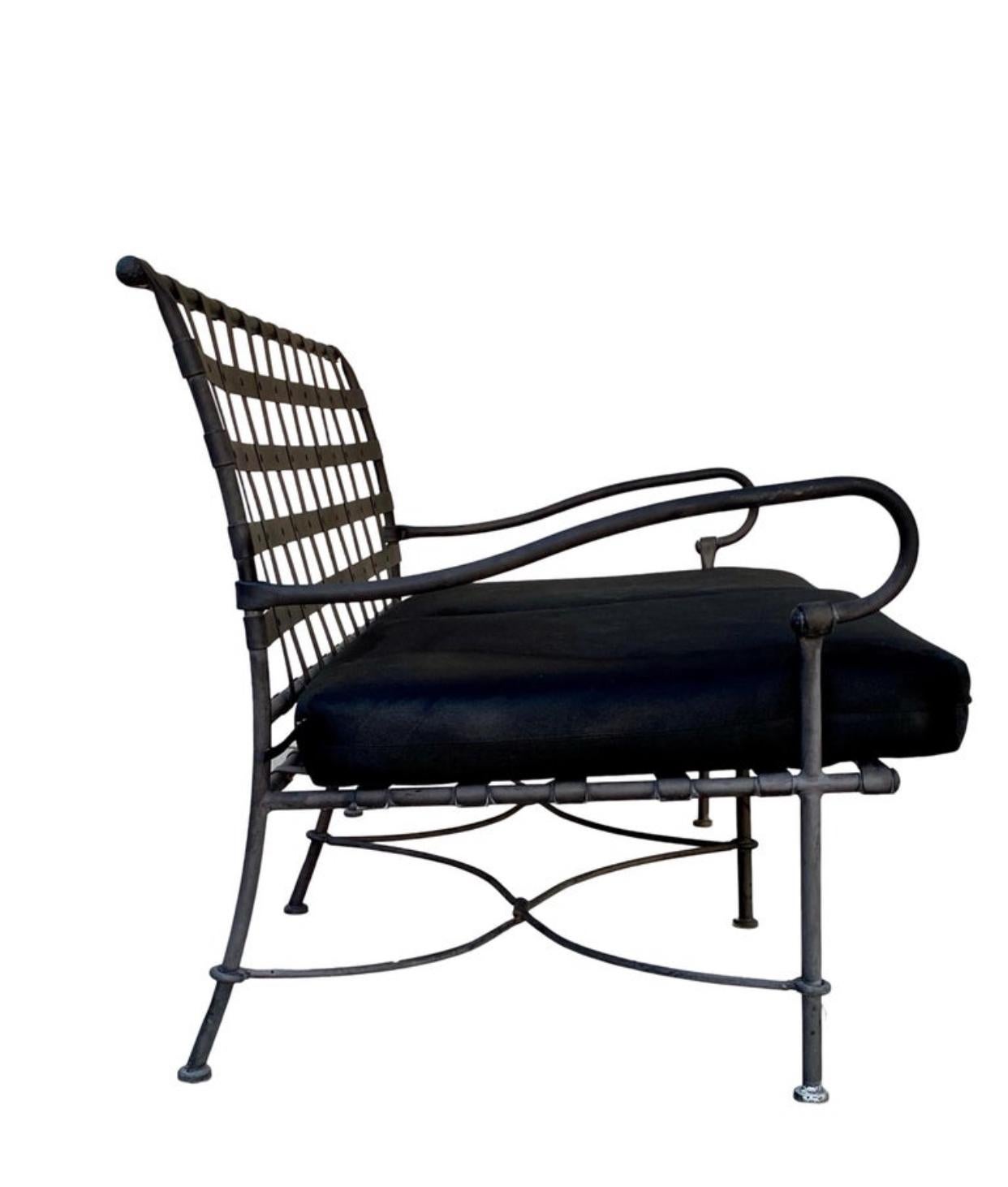 Powder-Coated “Florentine” Design Attributed Vintage Rare Sofa With Orig Black Cushions For Sale
