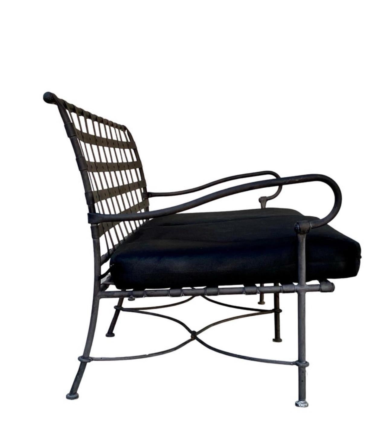 “Florentine” Design Attributed Vintage Rare Sofa With Orig Black Cushions In Good Condition For Sale In Palm Springs, CA