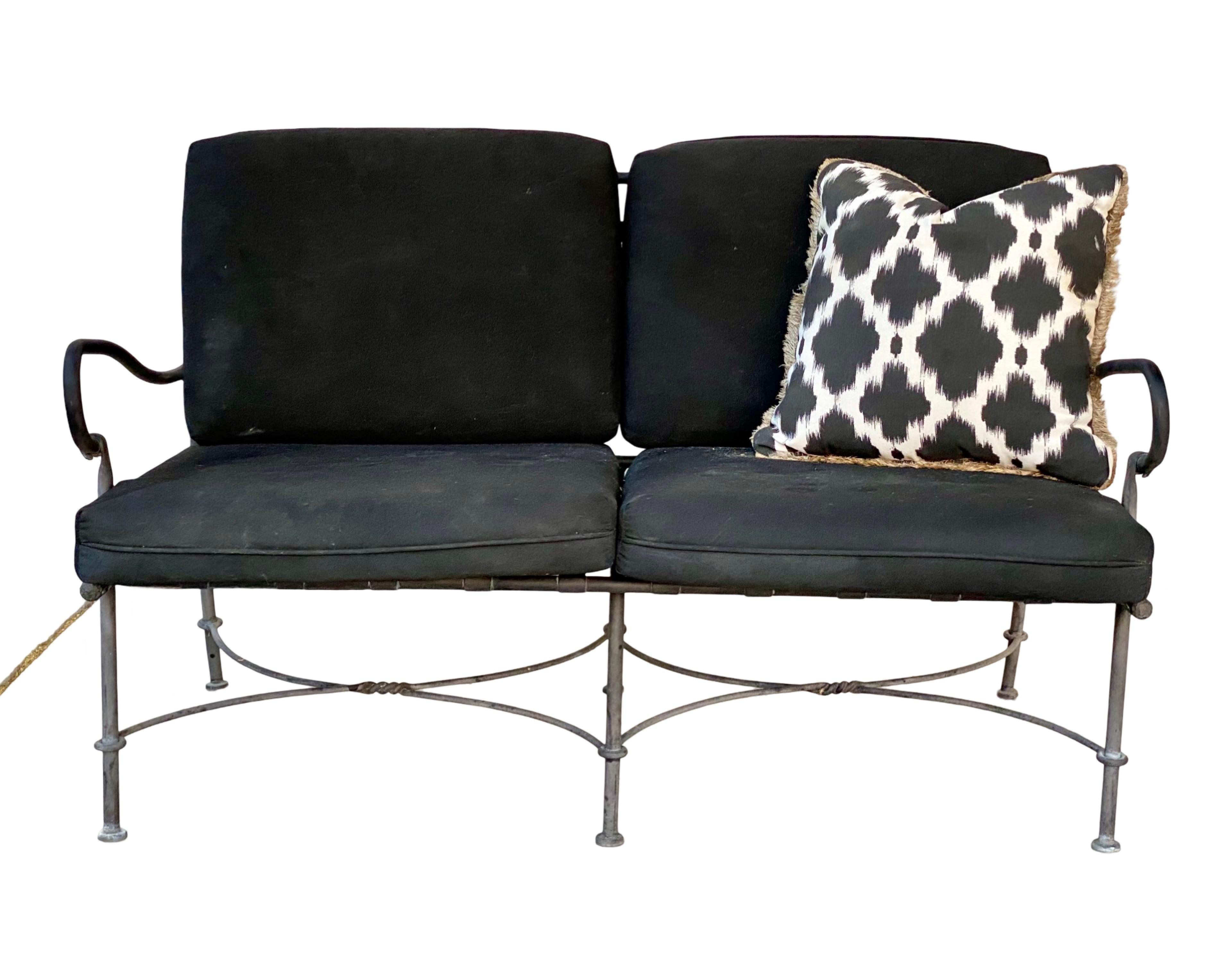 Late 20th Century “Florentine” Design Attributed Vintage Rare Sofa With Orig Black Cushions For Sale