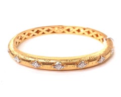 Florentine Design, Diamond, Rose and White Gold Bangle Bracelet, .36 Carat Total