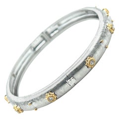Bracelet Florentine à diamants en or blanc et jaune